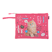 Папка тканинна на блискавці А4+ Zibi №705535 "Кошеня" прогумована