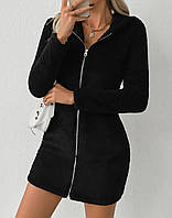 Махровое платье на молнии с капюшоном