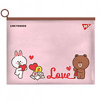 Папка з бігунком zip-lock А4+ Yes №492090 "Line Friends. Brown" розширена
