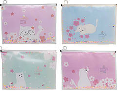 Папка з бігунком zip-lock А4+ КНР №2457-А4 "Сипучі блискітки. Кіт" розширена