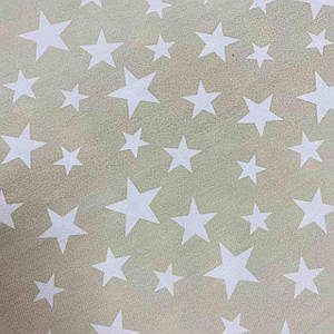 ОТРЕЗ (0,7 * 2,4 м) Фланелева тканина зорепад білий на бежевому (шир. 2,4 м) (FL-S-0303)