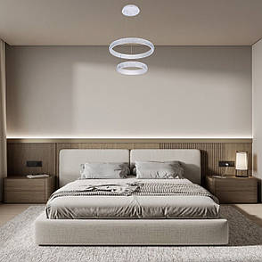 Підвісна led люстра 50W 40+60см в білому кольорі (87-5130 (400+600) WH), фото 2