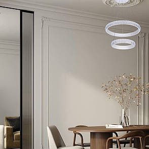 Підвісна led люстра 50W 40+60см в білому кольорі (87-5130 (400+600) WH), фото 3