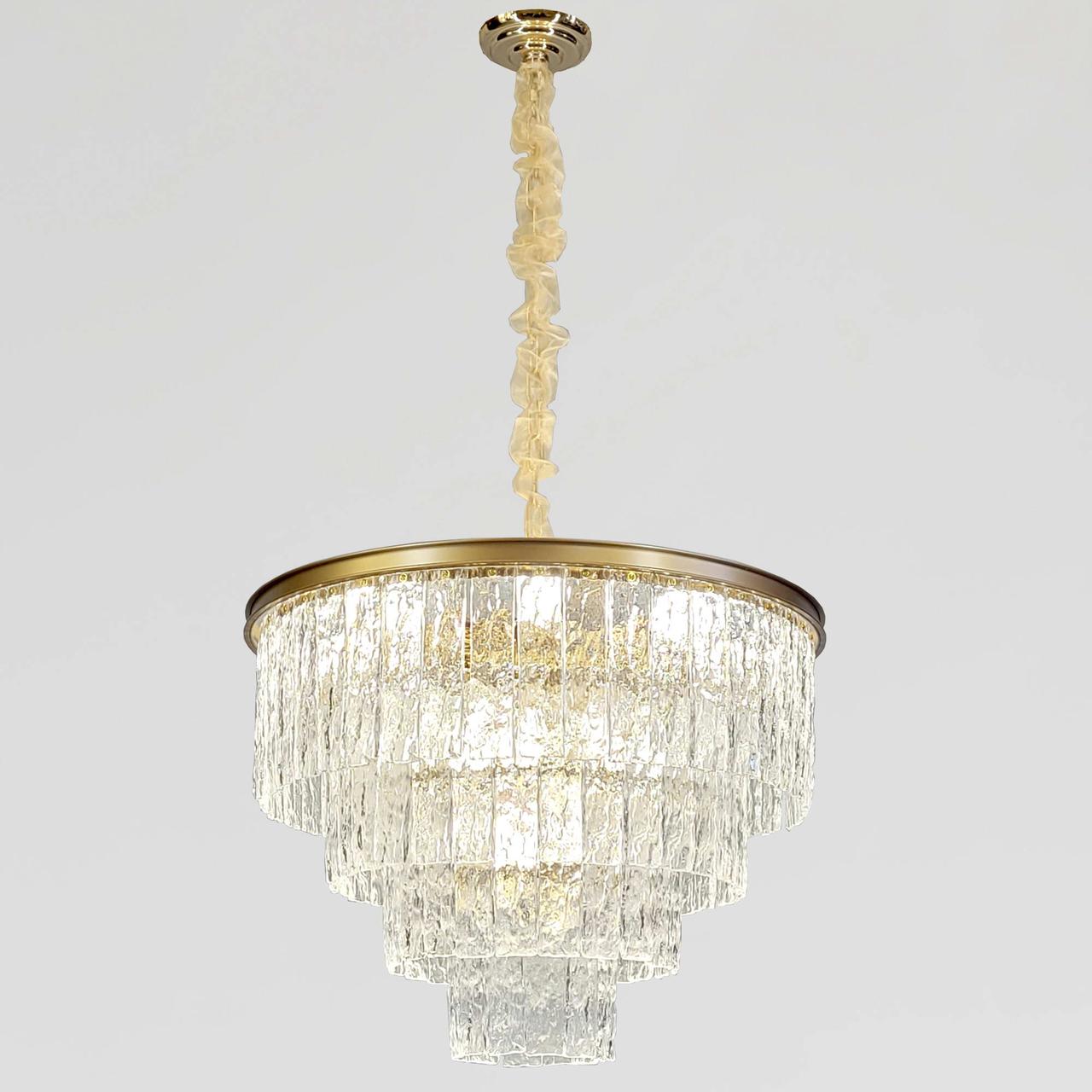 Підвісна кришталева люстра на 14 ламп у золотому обрамленні 60 см (21821-600GD), фото 1