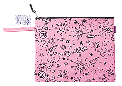 Папка тканинна на блискавці А4+ Zibi №705529-10 "Школа" прогумована рожева