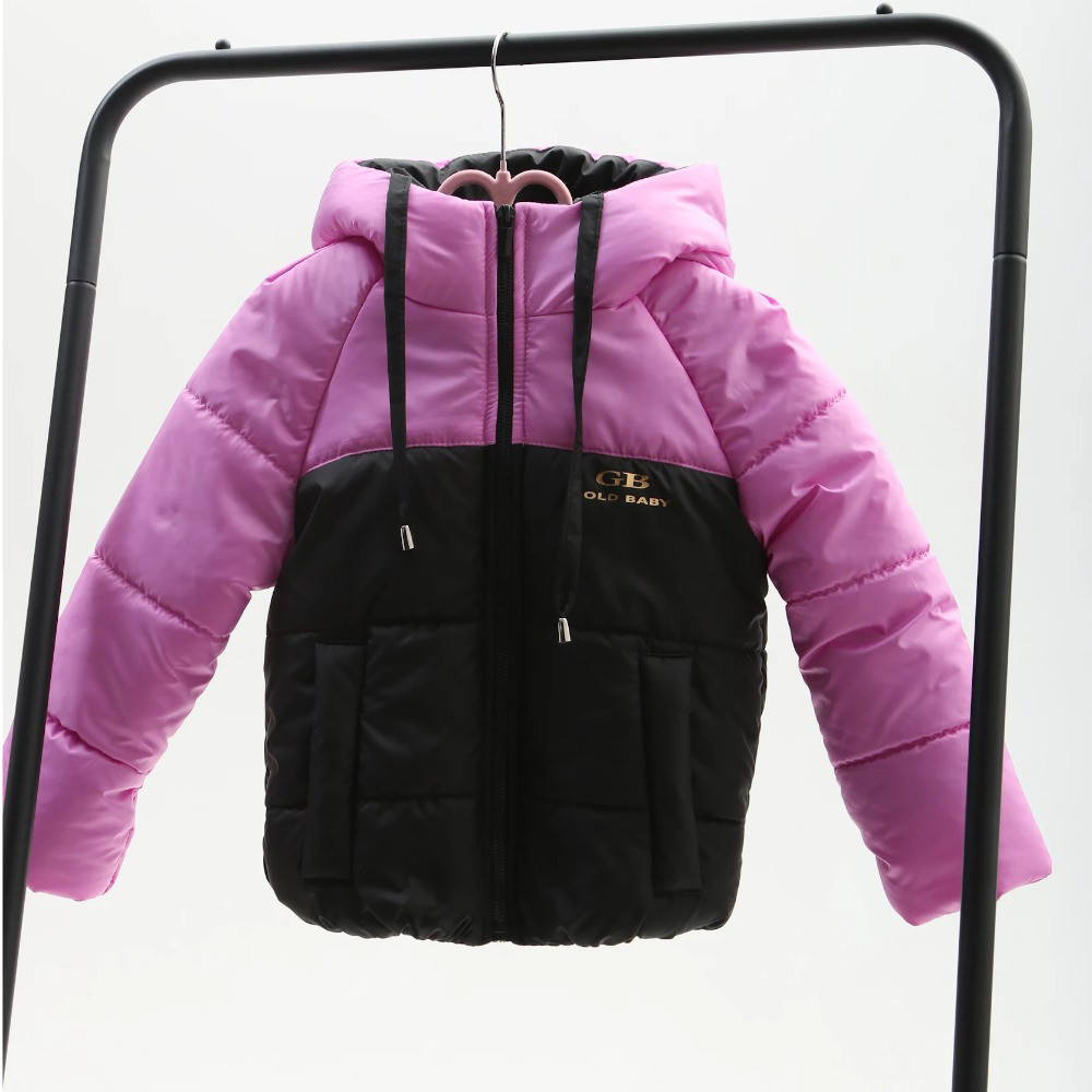 Демісезонна куртка для дівчинки 1-14 років на весну осінь Дитяча Осіння курточка для дітей та підлітків Чорно-рожевий 74-80, фото 1