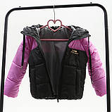 Демісезонна куртка для дівчинки 1-14 років на весну осінь Дитяча Осіння курточка для дітей та підлітків Чорно-рожевий 74-80, фото 2