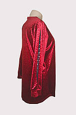 Велюрова туніка великих розмірів червона ошатна, фото 5
