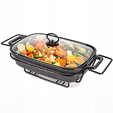 Марміт 3,5 л. керамічний зі скляною кришкою та металевою підставкою Kamille KM-6429