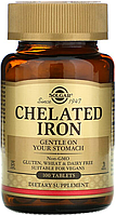 Хелатне залізо бісгліцинат для максимального засвоєння без побічних ефектів Solgar Chelated Iron 100 tabs