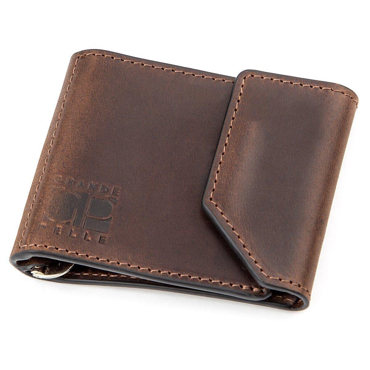 Затискач для грошей вінтажний GRANDE PELLE 11148 Коричневий, фото 1
