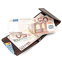 Затискач для грошей вінтажний GRANDE PELLE 11148 Коричневий, фото 5