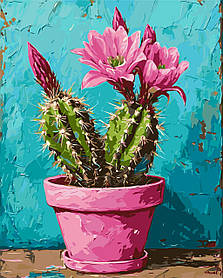 Картина за номерами Квіти. Рожевий кактус 40*50 см Орігамі LW 3534
