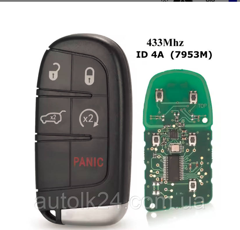 Смарт ключ Fiat 4+1 кнопки 433mhz chip id 4А Keyles