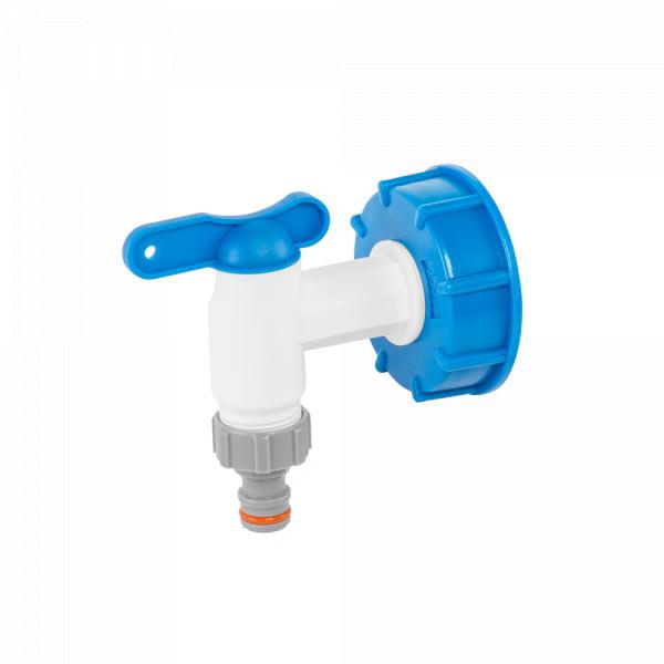 Набір IBC, синя гайка S60x6 з краном - 3/4", вихід 3/4", IBCS60-KP3434, фото 1