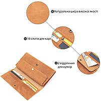 Портмоне в ретро стилі і матовій шкірі 14295 Vintage Рудий, фото 4