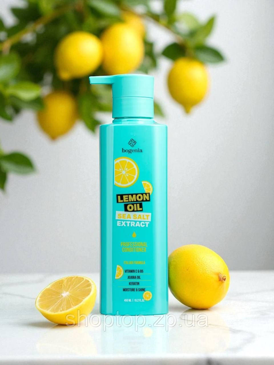 КОНДИЦІОНЕР ДЛЯ ВОЛОССЯ ЗВОЛОЖУВАЛЬНИЙ BOGENIA LEMON OIL & SEA SALT, 450МЛ, фото 1