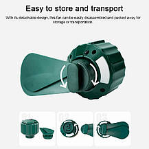 Вентилятор для кемпінгу 5200 мА·год, мініUSB-вентилятор для кемпінгу зі світлодіодною підсвіткою і гачками, фото 3