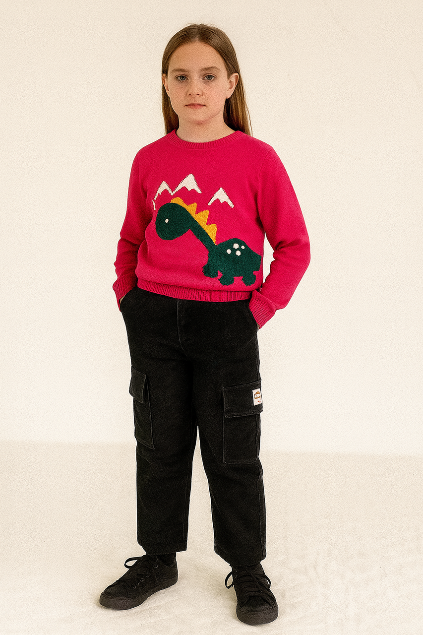 Дитячі джинси карго для дівчинки чорні (AU02), фото 1