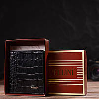 Невелике шкіряне портмоне для чоловіків з тисненням під крокодила CANPELLINI 21738 Чорне, фото 10