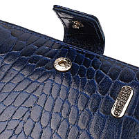 Гаманець для чоловіків горизонтального формату з натуральної шкіри з тисненням під крокодила CANPELLINI 21769 Синій, фото 3