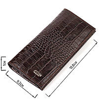 Стильний чоловічий вертикальний гаманець із натуральної шкіри із тисненням під крокодила CANPELLINI 21900 Коричневий, фото 3