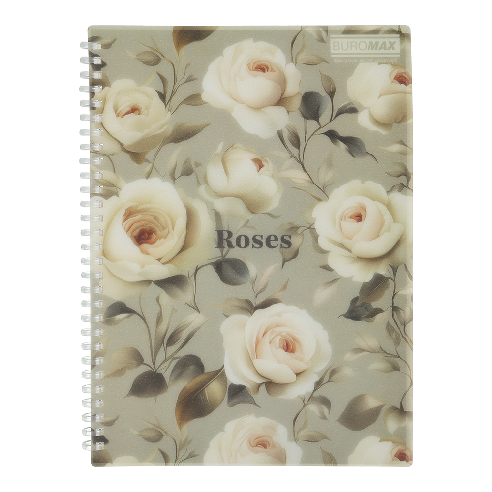 Зошит для записів Buromax BM.2586-20 ARABESKI, B5, 80 арк., клітинка, пласт. обкл, світло-сірий, фото 1