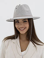 Капелюх федора жіночний з ланцюгом і шпилькою з вовни D.Hats колір сірий