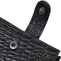 Модний гаманець для чоловіків з натуральної фактурної шкіри з тисненням під крокодила BOND 21995 Чорний, фото 3
