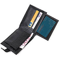 Модний гаманець для чоловіків з натуральної фактурної шкіри з тисненням під крокодила BOND 21995 Чорний, фото 7