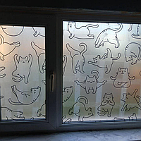 Самоклеюча плівка на вікна Коти Йога ПВХ наклейка тонування вікон декор кошенята кіт 1 пог.м