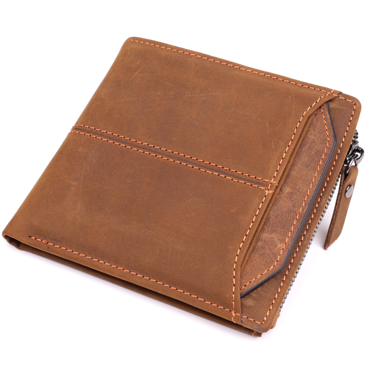 Практичний гаманець для чоловіків з натуральної шкіри 22856 Vintage Коричневий, фото 1