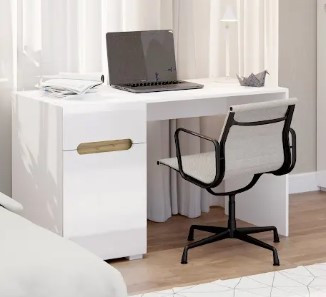 Стіл письмовий Б'янко Нью білий глянець/чорны вставки Світ Меблів купити в Україні, фото 1