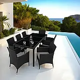 Садові меблі з ротангу 8+1 +чохол чорний/сірий, фото 3