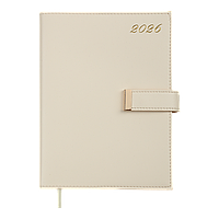 Щоденник датований 2026 NUDE А5 бежевий штуч.шкіра