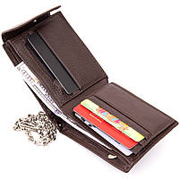 Портмоне унісекс з ланцюжком Vintage 20425 Коричневе, фото 6