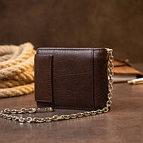 Портмоне унісекс з ланцюжком Vintage 20425 Коричневе, фото 8