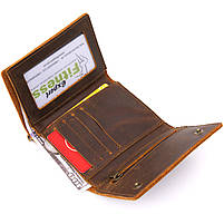 Портмоне унісекс з ланцюжком матове Vintage 20439 Коричневе, фото 5