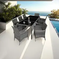 Обідній набір меблів 8+1 + чохол/сірий меланж