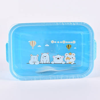 Ланч-бокс з ложкою, 20х14х7см, Блакитний / Судок для їжі / Контейнер для їжі / Ланч бокс