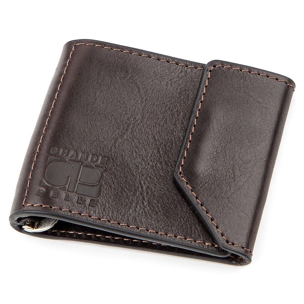 Затискач для грошей GRANDE PELLE 11150 Темно-коричневий, фото 1