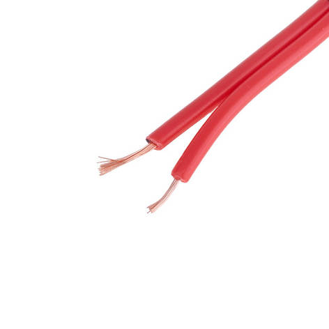 Дріт живлення плоский 2-жильний 22AWG (0.3mm2 PVC, 16/0.15/AS) червоний із чорною смужкою, 1 м, фото 1