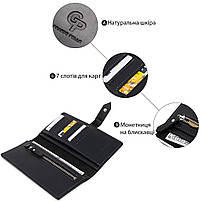 Стильне матове чоловіче портмоне GRANDE PELLE 11560 Чорний, фото 4