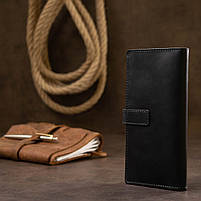 Стильне матове чоловіче портмоне GRANDE PELLE 11560 Чорний, фото 9