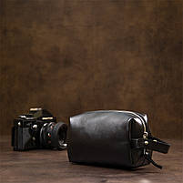 Шкіряна глянсова чоловіча косметичка GRANDE PELLE 11413 Чорний, фото 9