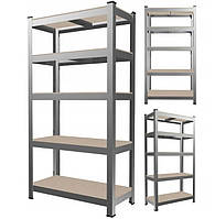 Стелаж металевий 200 х 90 х 40 см 5 полиці (сірий)