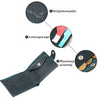 Вінтажне шкіряне портмоне Shvigel 16435 Зелений, фото 4