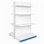 Стелаж прямий двосторонній 1600*950 мм, приставний стелаж 8 полиць, торговий стелаж в магазин, стелаж для продуктів торгівельний, фото 3