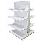 Стелаж прямий двосторонній 1600*950 мм, приставний стелаж 8 полиць, торговий стелаж в магазин, стелаж для продуктів торгівельний, фото 5