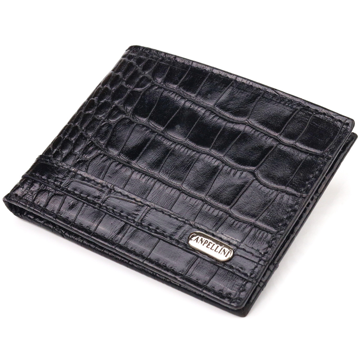 Затискач із натуральної фактурної шкіри CANPELLINI 21520 Чорний, фото 1